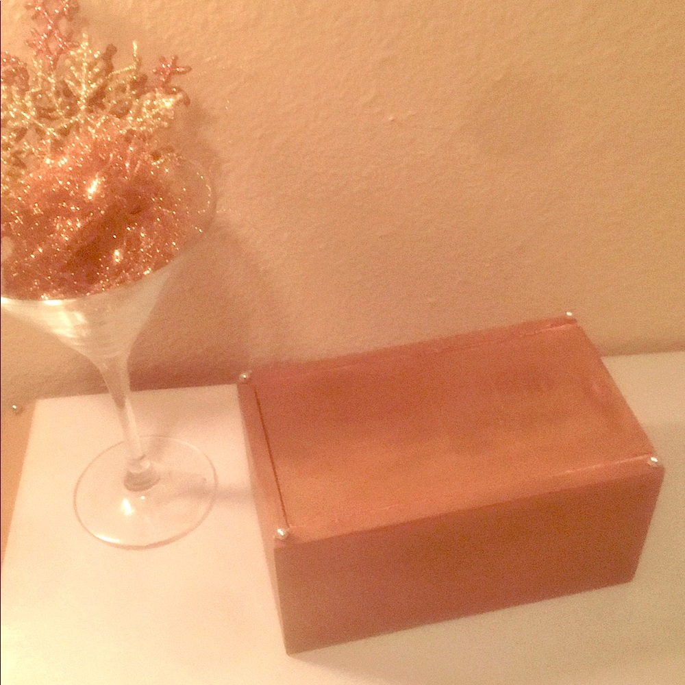 Copper Jewelry or Other Box w/ Silver Bead Details
